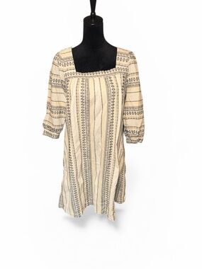 Reba Cream Tunic with Black Geometric Trim